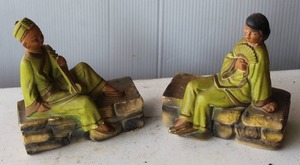 lot 185 image: antique or vintage Chinese Mudmen figurines good for  book ends