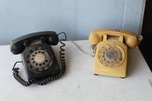 lot 199 image: set of vintage rotary telephones,