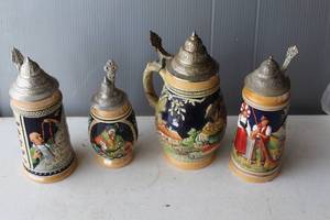 lot 206 image: vintage German beer steins, also known as Steinzeugkrug