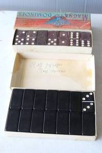 lot 208 image: 2-set of vintage dominoes one set is a wood set we