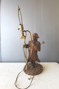 lot 242 image: vintage, hand-carved wooden figural lamp
