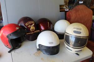lot 259 image: collection of vintage motorcycle helmets
