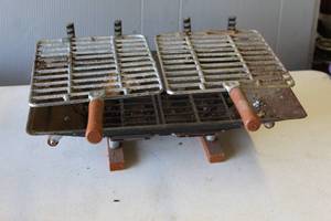 lot 311 image: vintage cast iron double hibachi charcoal grill