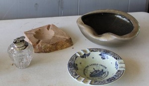 lot 371 image: collection of vintage ashtrays and table lighter