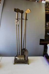 lot 378 image: Golf clubs fire place tools