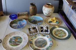 lot 394 image: collection of decorative plates and vases and more see pictures for details