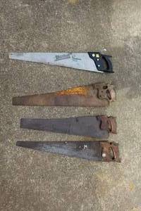 lot 482 image: collection of vintage, rusted hand saws
