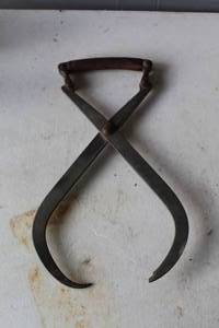 lot 493 image: vintage industrial ice block tongs.