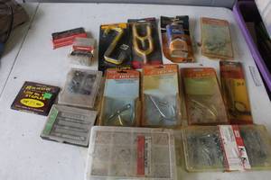 lot 504 image: collection of various hardware hooks and sharpening stone oil and cotter pin assortment kit, and more see pictures for details