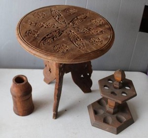 lot 435 image: vintage Anglo-Indian style items hand-carved wooden collectibles and more see pictures for details