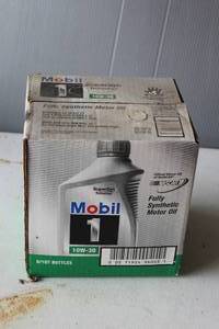 lot 442 image: case of Mobil 1 10W-30 Advanced Full Synthetic Motor Oil, which includes six 1-quart bottles