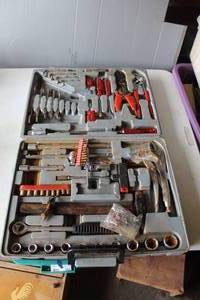 lot 444 image: tool case filled with a variety of hand tools