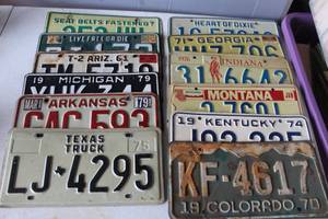 lot 446 image: collection of vintage license plates