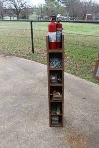 lot 452 image: Wood cabinet full of things  see pictures for details