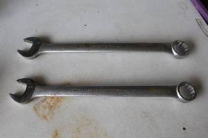 lot 454 image: two large metallic wrenches 1 116 and 1 12