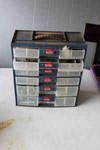 lot 465 image: multi-drawer small parts storage organizer cabinet.  Full see pictures for details