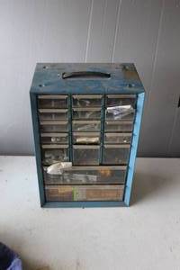 lot 469 image: metal storage cabinet with drawers full see pictures for details