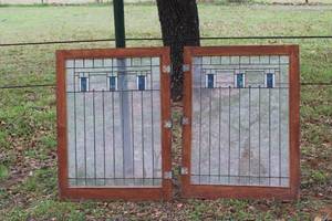 lot 473 image: vintage art glass panels