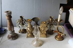 lot 588 image: collection of vintage decorative candlestick holders,