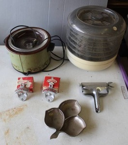 lot 613 image: 5-tray food dehydrator. Small Crock-Pot and Drink Dr Pepper and Coca-Cola bottle opener and  vintage Townsend Fish Skinner and more see pictures