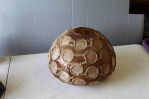 lot 627 image: featuring amber stained glass lamp shade