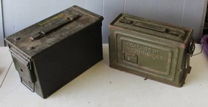 lot 645 image: vintage U.S. military-issue .30 Caliber M1 ammunition box and vintage U.S. military ammunition box