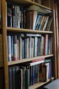 lot 663 image: 3 shelfs of books been locked away for years see pictures for titles