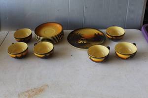 lot 684 image: vintage SMF Majolika Schramberg hand-painted (handgemalt) ceramic set