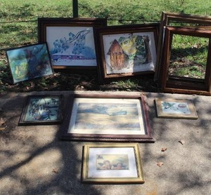 lot 702 image: collection of framed watercolor artworks and frames