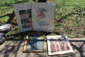 lot 703 image: framed floral home decor and more  (tires are not included)