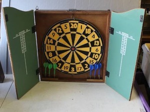 lot 708 image: dartboard cabinet,