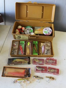 lot 713 image: fishing tackle box, full of tackle see pictures for details