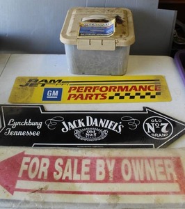 lot 803 image: Deck Mate brand exterior wood screws  and Jack Daniels  metal sign and more see pictures for details