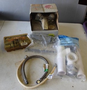 lot 809 image: bathroom faucet, & Twist N Close Plastic Bath Drain & Good lock brand door knob assembly and more see pictures for details