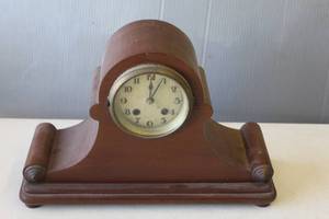 lot 827 image: antique wooden mantle clock
