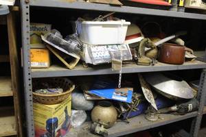 lot 832 image: 2 shelfs of of a mix of left over things that didnt match up