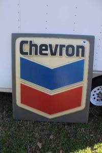 lot 880 image: vintage Chevron gas station sign about 55 inches tall by 4 foot wide