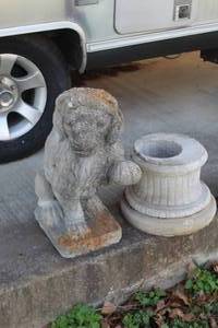 lot 895 image: vintage ion garden statue,with stand about 3 foot tall on stand