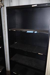 lot 114 image: Black metal storage cabinet - 34.5x14x78
