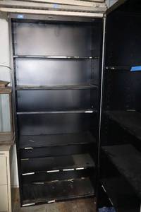 lot 118 image: Black metal storage cabinet - 34.5x14x78