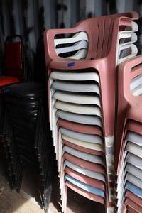 lot 156 image: Plastic stackable chairs - 16 total