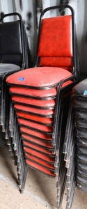 lot 158 image: Stackable red cushion chairs with metal frame - 12 total