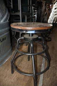 lot 166 image: Round bar stool with black metal frame