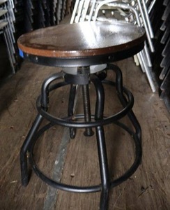 lot 167 image: Round bar stool with black metal frame (needs screws)