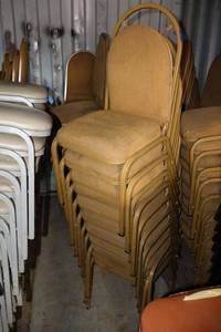 lot 184 image: Stackable gold cushion chairs with metal frame - 11 total