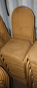 lot 181 image: Stackable gold cushion chairs with metal frame - 10 total
