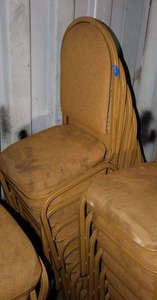 lot 183 image: Stackable gold cushion chairs with metal frame - 11 total
