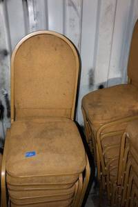 lot 186 image: Stackable gold cushion chairs with metal frame - 10 total