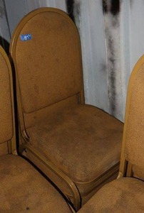 lot 187 image: Stackable gold cushion chairs with metal frame - 11 total