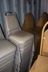 lot 190 image: Stackable grey cushion chairs with metal frame - 15 total